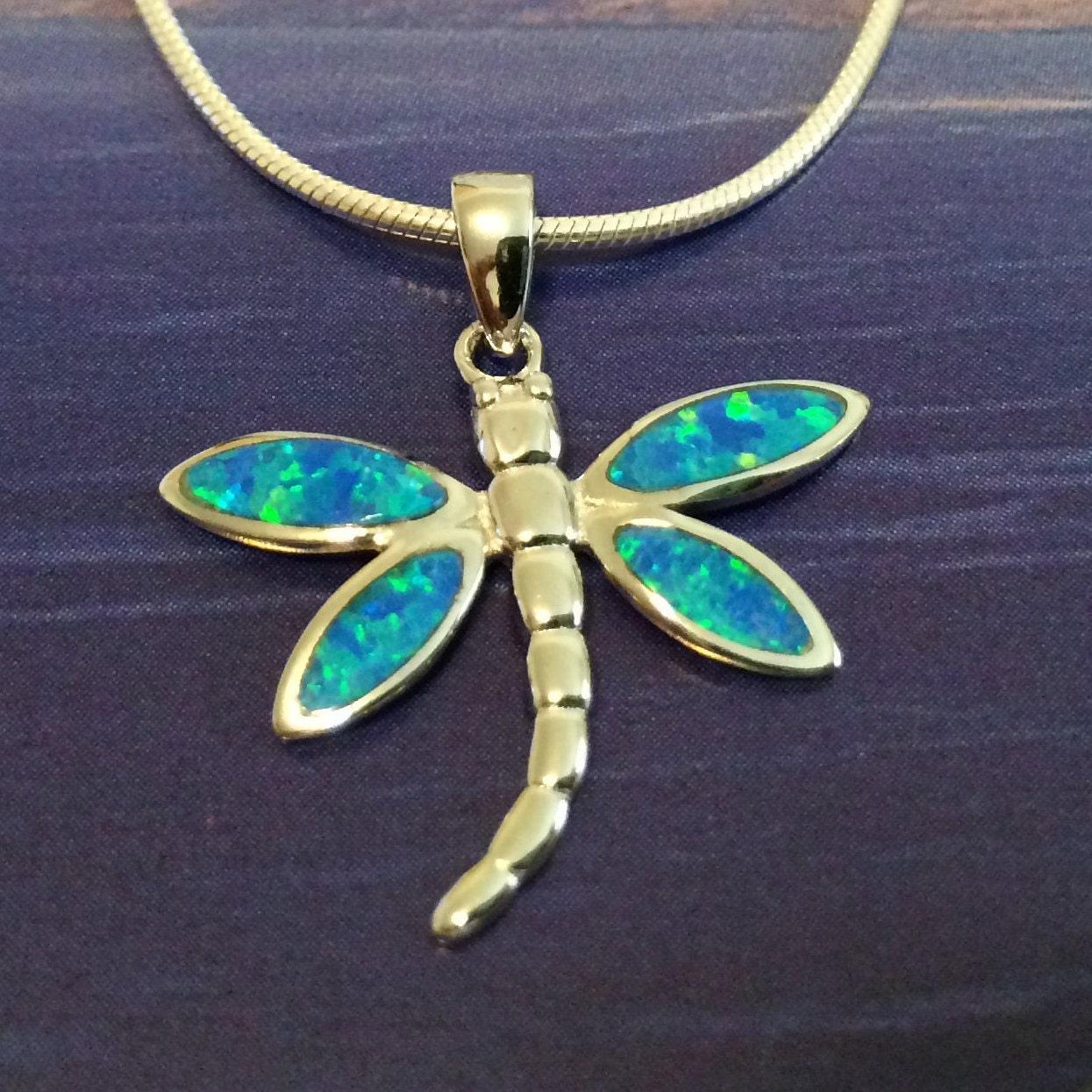 Beautiful Hawaiian Dragonfly Anklet or Bracelet, Sterling Silver Blue Opal Dragonfly Charm Bracelet, A6146 Birthday Mom Wife Mother Gift - Hawaii Treasures Shop