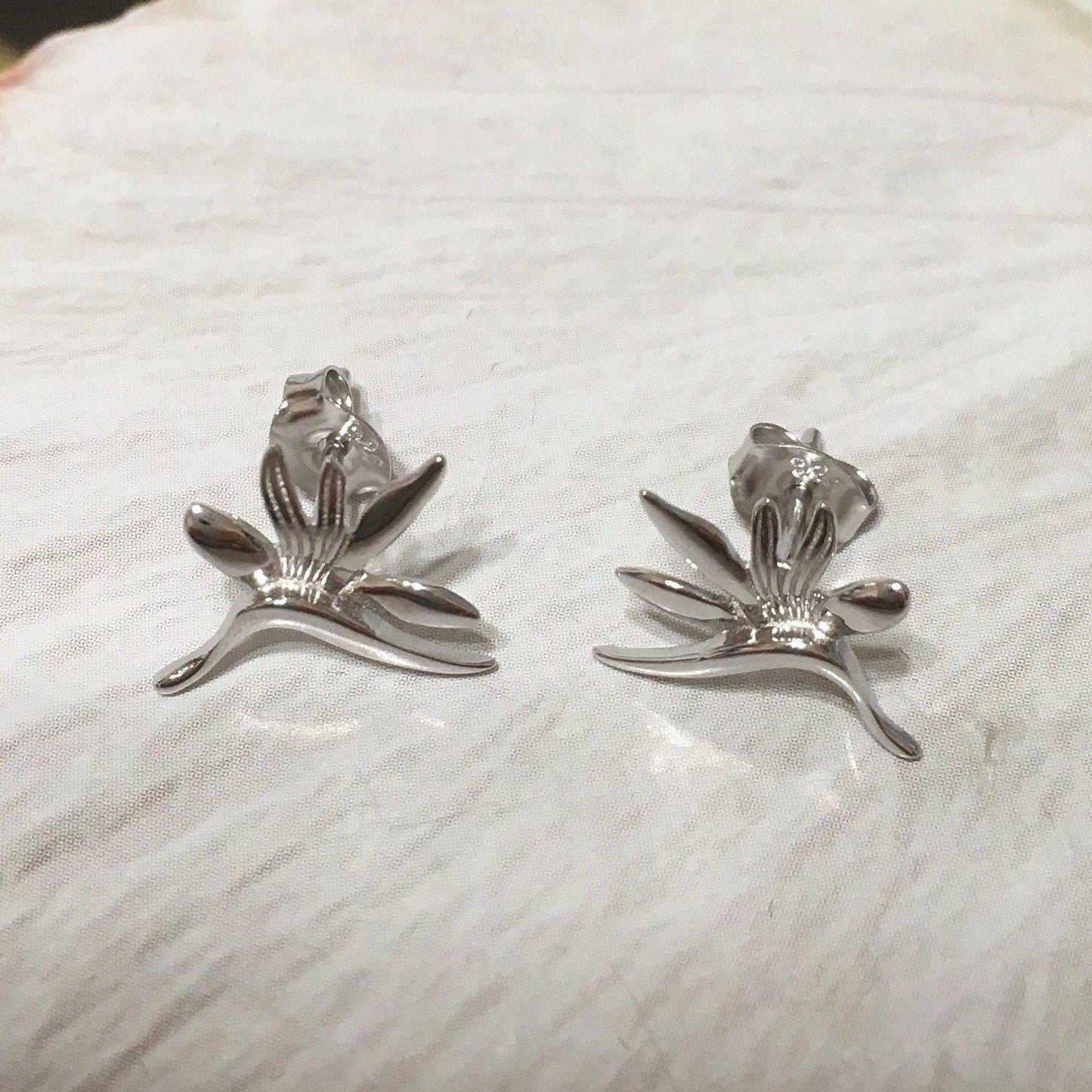 Unique Hawaiian Bird of Paradise Earring, Sterling Silver Bird of Paradise Flower Stud Earring E4105 Birthday Wife Mom Girl Mother Gift - Hawaii Treasures Shop