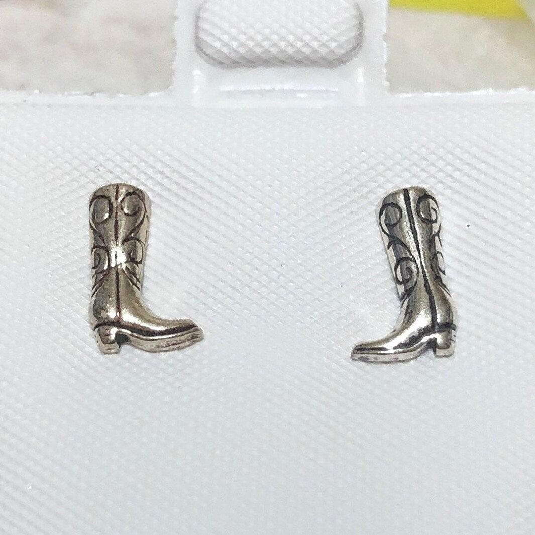Unique Texan Cowgirl Boot Earring, Sterling Silver Cowboy Boot Stud Earring, E8156 Birthday Mom Wife Girl Mother Gift - Hawaii Treasures Shop