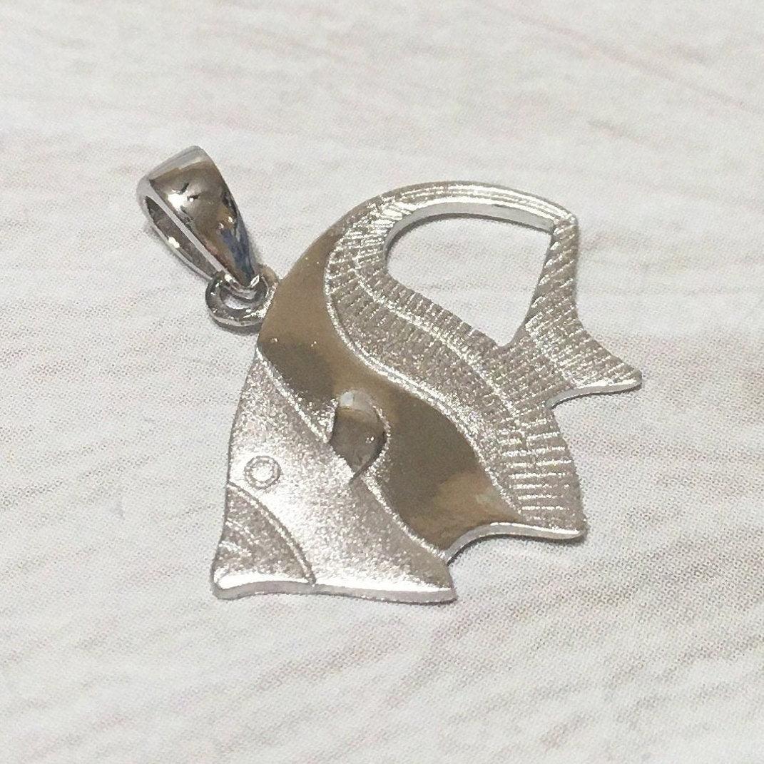 Unique Hawaiian Angel Fish Necklace and Earring, Sterling Silver Angelfish Pendant, N6125S Birthday Mother Wife Mom Gift, Island Jewelry - Hawaii Treasures Shop