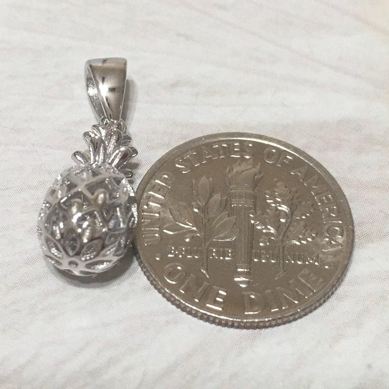 Lovely Hawaiian 3D Pineapple Necklace, Sterling Silver 3D Pineapple Pendant, N2003 Birthday Mother Wife Mom Girl Gift, Island Jewelry - Hawaii Treasures Shop