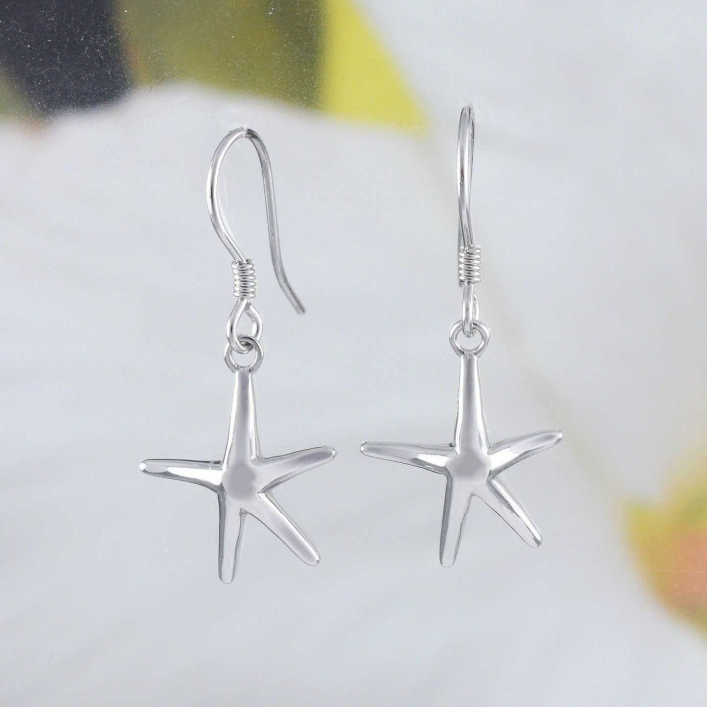 Pretty Hawaiian Starfish Earring, Sterling Silver Star Fish Dangle Earring, E4104 Birthday Wife Mom Girl Mother Gift, Island Jewelry - Hawaii Treasures Shop