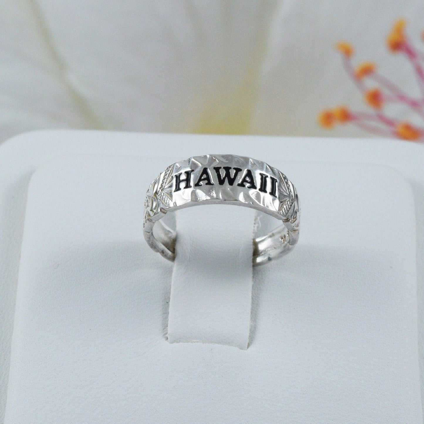 Beautiful Hawaiian Heirloom HAWAII Pinky or Toe Ring, Sterling Silver Hawaii Plumeria Maile Leaf Toe Adjustable Ring, R2611 Birthday Gift - Hawaii Treasures Shop