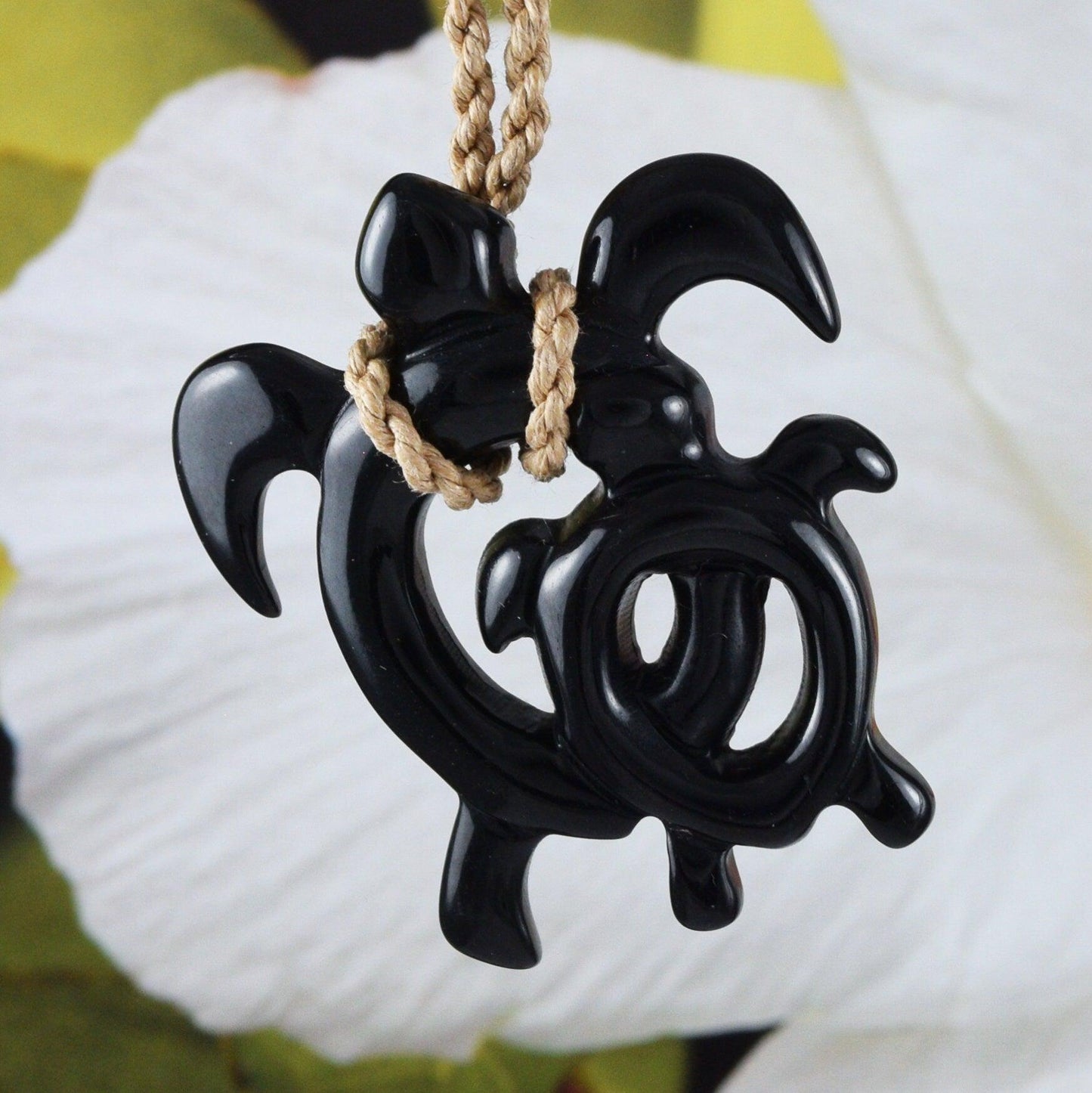 Unique Hawaiian Large Mom & Baby Sea Turtle Necklace, Hand Carved Buffalo Bone Turtle Necklace, N9130 Birthday Mother Gift - Hawaii Treasures Shop