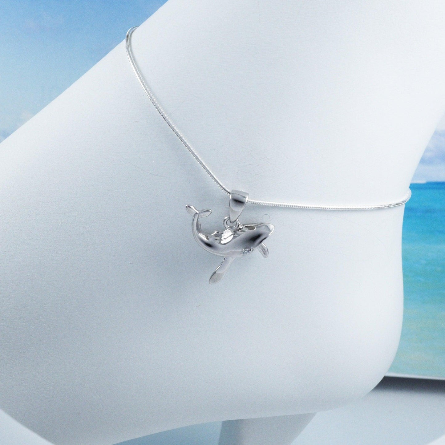 Unique Hawaiian Humpback Whale Anklet or Bracelet, Sterling Silver Whale Charm Bracelet, A6104 Birthday Mom Wife Mother Gift - Hawaii Treasures Shop