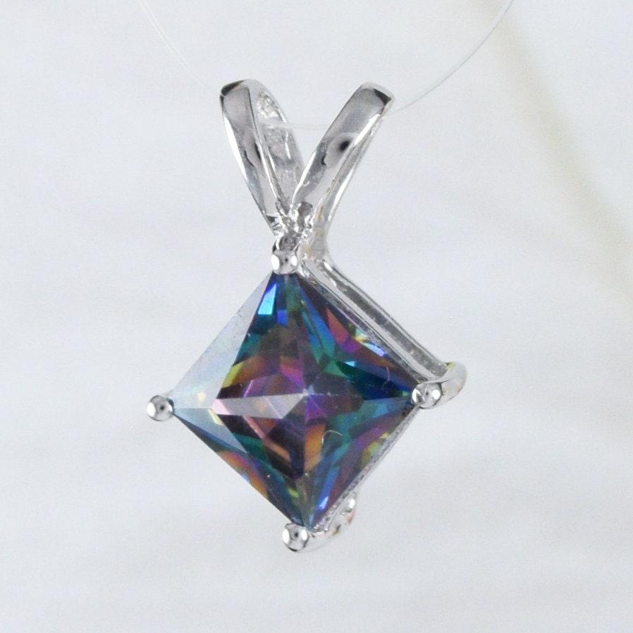 Beautiful Hawaiian Rainbow Mystic Topaz Necklace, Sterling Silver Rainbow Topaz Pendant, N8955 Birthday Anniversary Mom Gift - Hawaii Treasures Shop
