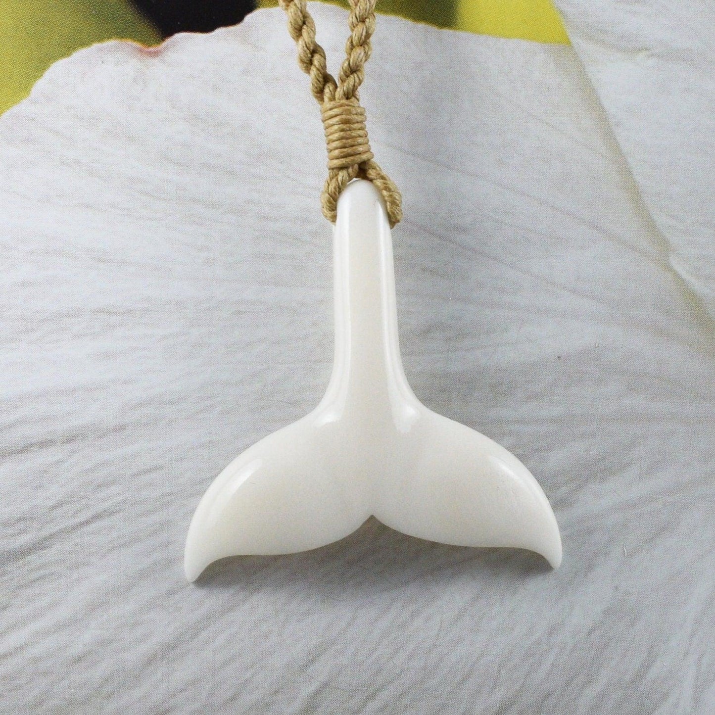 Unique Beautiful Hawaiian Whale Tail Necklace, Hand Carved Buffalo Bone Whale Tail Necklace, N9421 Birthday Mother Gift, Island Jewelry - Hawaii Treasures Shop