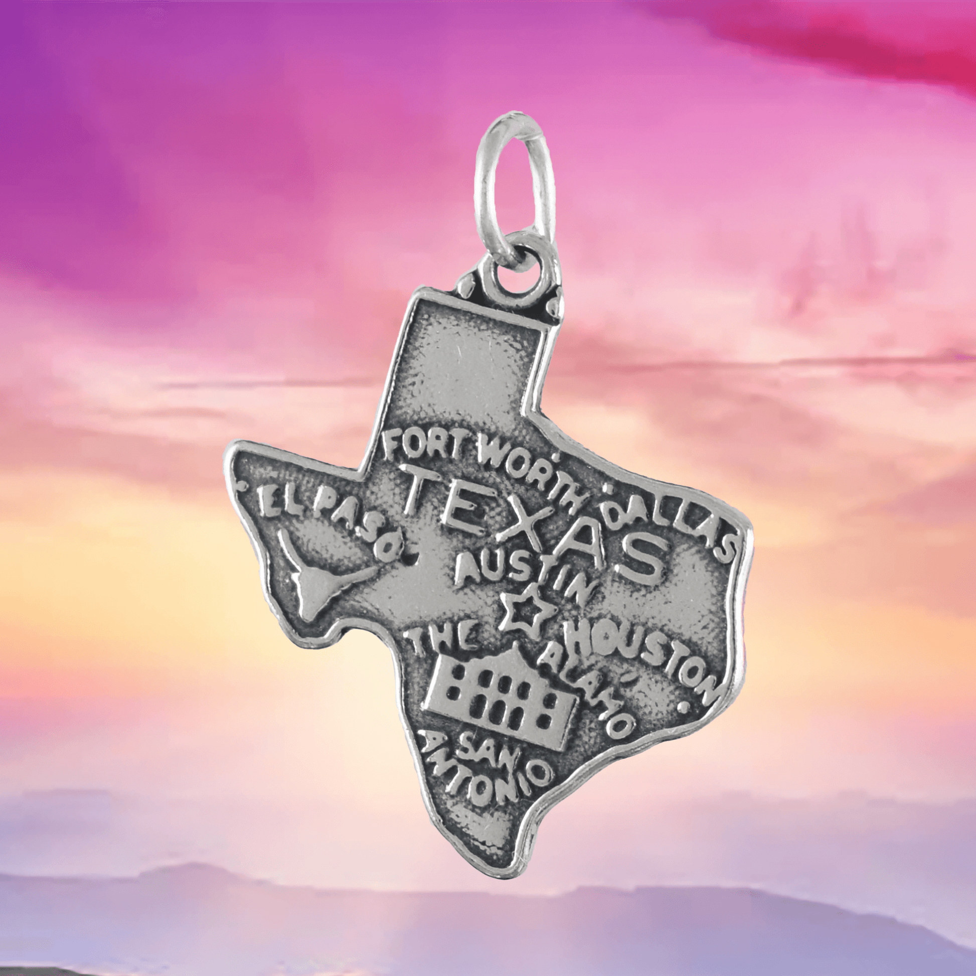Unique Texas State Map Necklace, Sterling Silver Texas State Charm Unique Texas State Map Necklace, Sterling Silver Texas State Charm