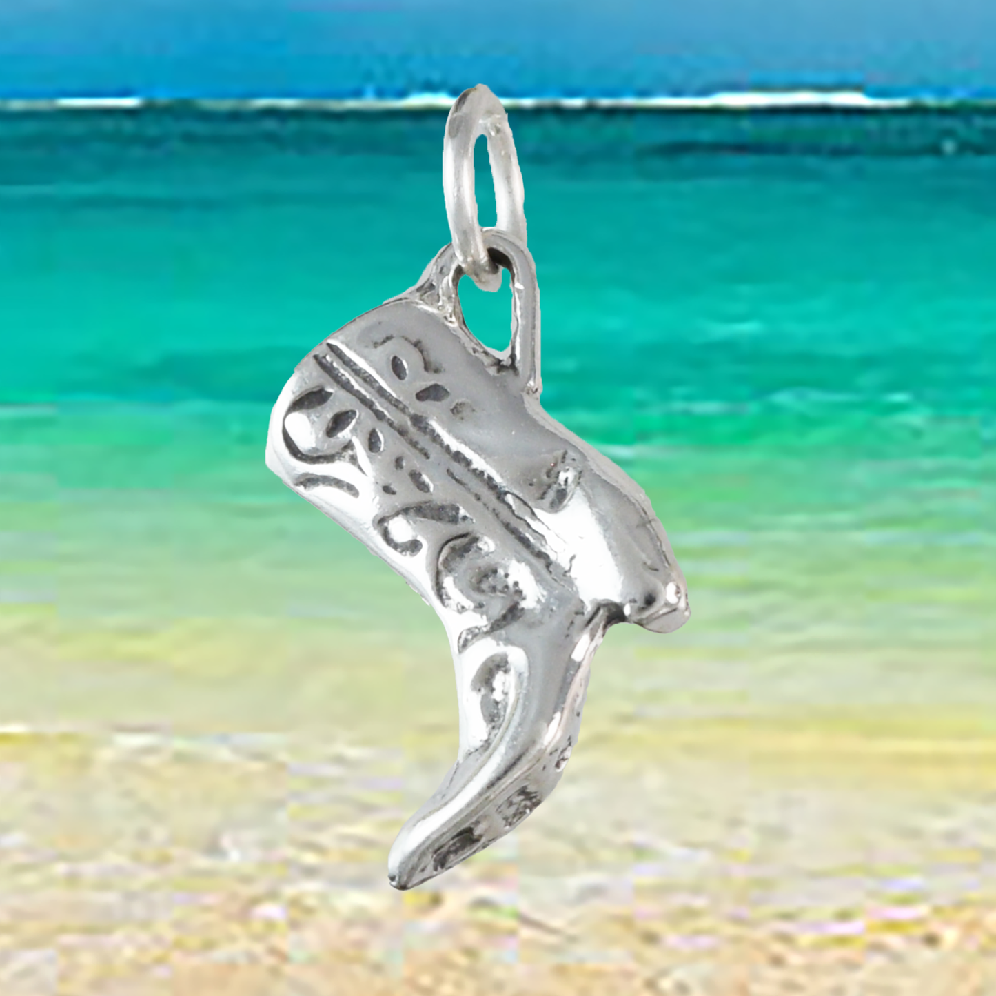 Silver Cowboy Boot Necklace - Hawaii Treasures Shop