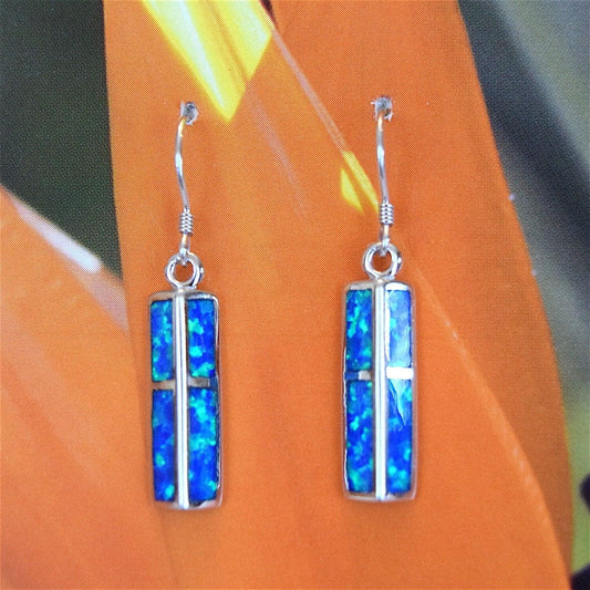 Gorgeous Unique Hawaiian Blue Opal Earring, Sterling Silver Blue Opal Dangle Earring, E4184 Statement PC, Birthday Mom Wife Mother Gift - Hawaii Treasures Shop