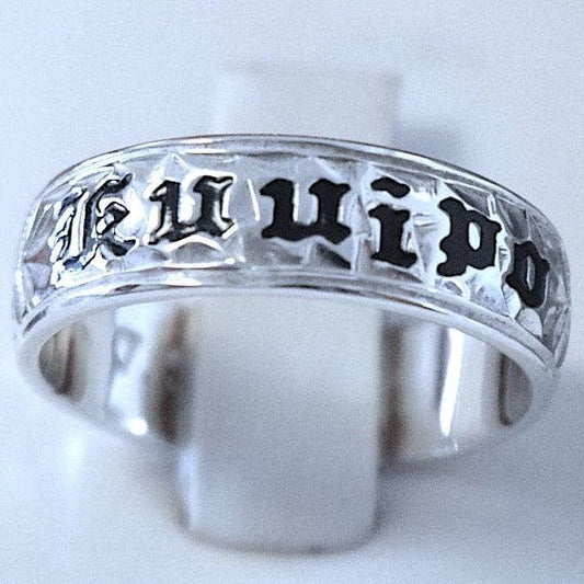 Beautiful Hawaiian Heirloom Kuuipo Ring, Sterling Silver Kuuipo Hawaiian Band Ring, R1028 Birthday Anniversary Wife Mom Gift, Island Jewelry - Hawaii Treasures Shop
