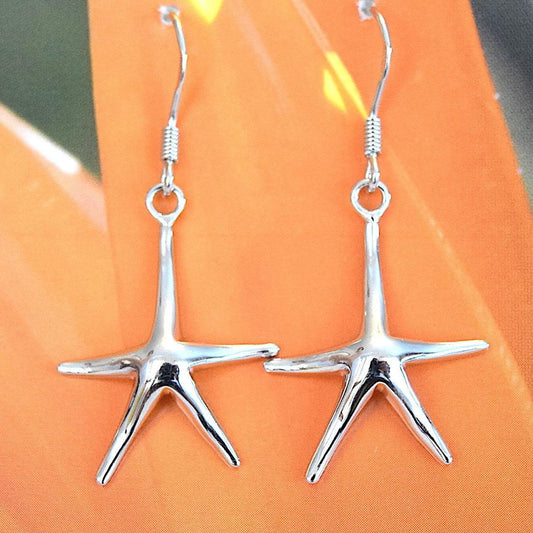 Beautiful Hawaiian Large Starfish Earring, Sterling Silver Starfish Dangle Earring, E4131 Birthday Wife Mom Mother Gift, Statement PC - Hawaii Treasures Shop