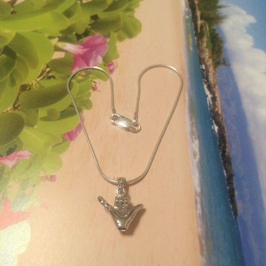 Unique Hawaiian 3D Hang Loose Anklet or Bracelet, Sterling Silver Hang Loose Charm Bracelet, A6129 Birthday Mom Wife Mother Gift - Hawaii Treasures Shop