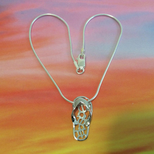 Pretty Hawaiian Sea Turtle Slipper Anklet or Bracelet, Sterling Silver Turtle Sandal Charm Bracelet, A6139 Birthday Mom Wife Mother Gift - Hawaii Treasures Shop