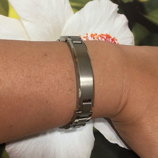 Unique Gorgeous Hawaiian Titanium Bracelet, Titanium Solid Link Bracelet, B3148 Made in Germany, Mother Birthday Gift, Statement Piece - Hawaii Treasures Shop