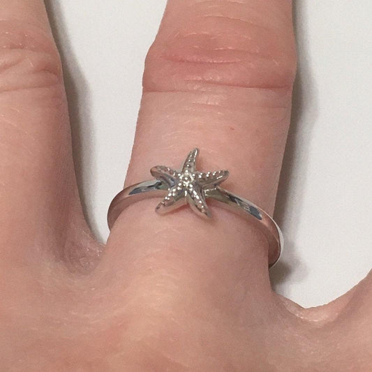 Unique Pretty Hawaiian Starfish Ring, Sterling Silver Star Fish Ring, Hawaiian Jewelry, R2365 Mother Birthday Mom Gift, Stackable Ring - Hawaii Treasures Shop
