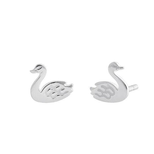 Unique Hawaiian Little Swan Earring, Sterling Silver Swan Stud Earring, E8113 Birthday Mom Wife Girl Mother Gift, Animal Jewelry - Hawaii Treasures Shop