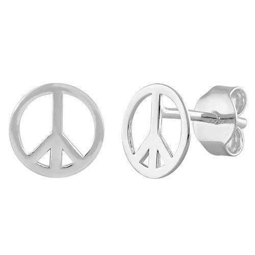 Unique Pretty Hawaiian Peace Sign Earring, Sterling Silver Peace Sign Stud Earring, E8132 Birthday Mom Wife Mother Gift, Island Jewelry - Hawaii Treasures Shop