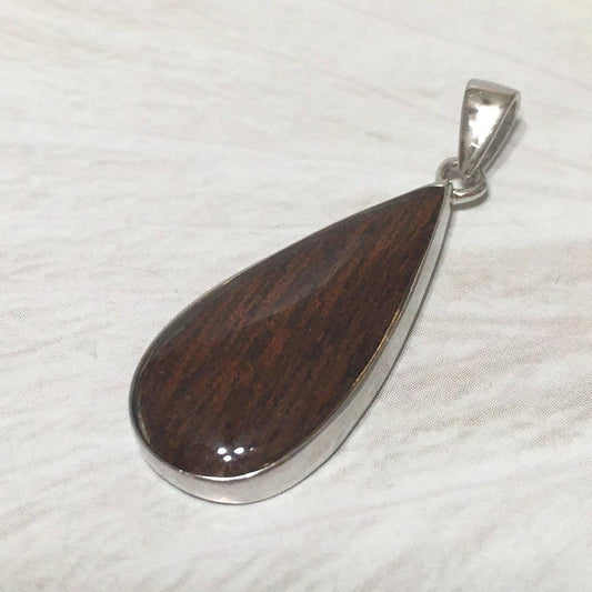Unique Beautiful Hawaiian Genuine Koa Wood Rain Drop Necklace, Sterling Silver Koa Wood Pendant, N8268 Birthday Mom Mother Gift - Hawaii Treasures Shop