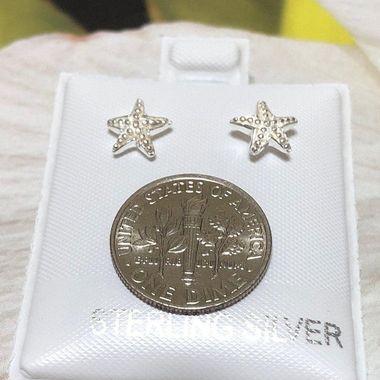 Cute Small Hawaiian Starfish Earring, Sterling Silver Star Fish Stud Post Earring, E8144 Birthday Mom Wife Girl Gift, Delicate Dainty - Hawaii Treasures Shop