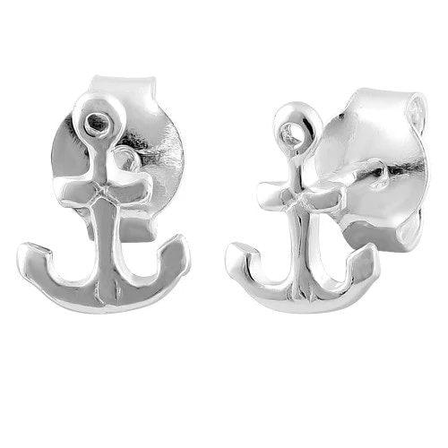 Unique Small Hawaiian Anchor Earring, Sterling Silver Anchor Stud Earring, E8128 Birthday Mom Wife Girl Mother Gift, Island Jewelry - Hawaii Treasures Shop