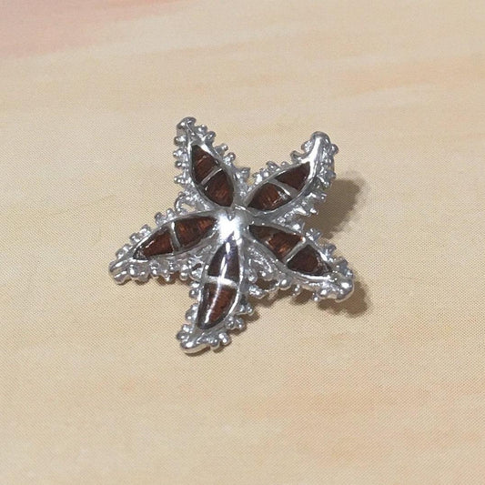 Pretty Hawaiian Genuine Koa Wood Starfish Necklace, Sterling Silver Koa Wood Star Fish Pendant, N8181 Mother Birthday Mom Gift - Hawaii Treasures Shop