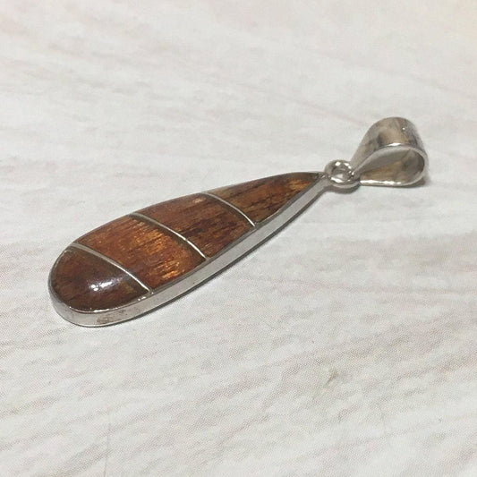 Unique Hawaiian Genuine Koa Wood Rain Drop Necklace, Sterling Silver Koa Wood Pendant, N8183 Birthday Mom Mother Gift, Island Jewelry - Hawaii Treasures Shop