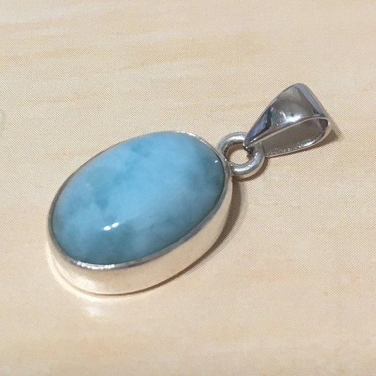 Beautiful Hawaiian Genuine Larimar Necklace, Sterling Silver Oval-Cut Natural Larimar Pendant, N8245 Mother Birthday Mom Gift - Hawaii Treasures Shop