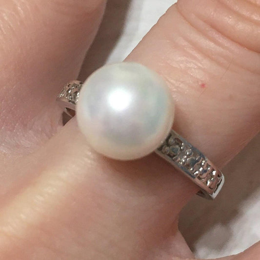 Beautiful Hawaiian White Shell Pearl Ring, Sterling Silver Shell Pearl Ring, R2408 Birthday Mom Mother Gift, Statement PC - Hawaii Treasures Shop