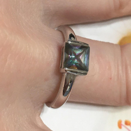 Beautiful Hawaiian Rainbow Mystic Topaz Ring, Sterling Silver Rainbow Topaz Ring, R2504 Statement PC, Birthday Mom Wife Mother Gift - Hawaii Treasures Shop