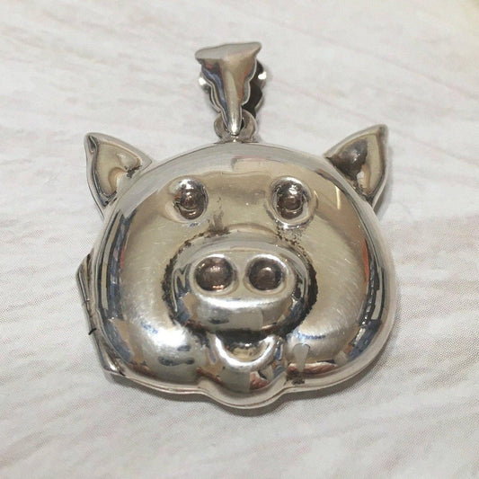 Unique Hawaiian 3D Pig Locket Necklace, Sterling Silver Pig Locket Pendant, N8321 Birthday Mom Wife Girl Mother Gift, Unique Gift - Hawaii Treasures Shop