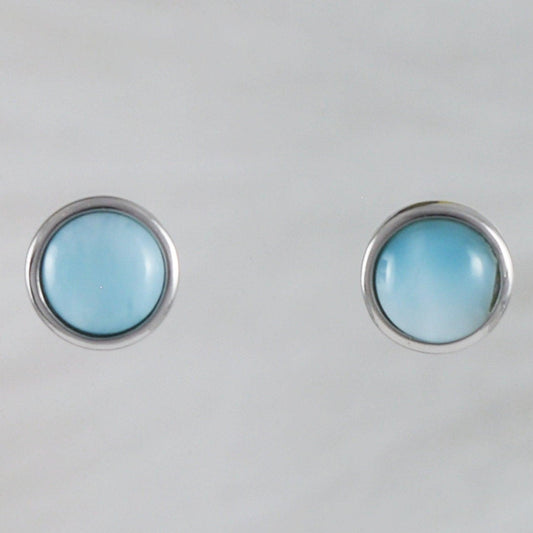 Beautiful Hawaiian Genuine Larimar Round Cut Earring, Sterling Silver Larimar Stud Earring, E8482 Birthday Mother Mom Gift - Hawaii Treasures Shop