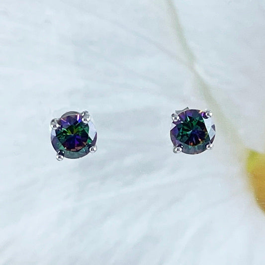 Beautiful Hawaiian Rainbow Mystic Topaz Earring, Sterling Silver Mystic Topaz Stud Earring, E8654 Birthday Mother Mom Gift - Hawaii Treasures Shop