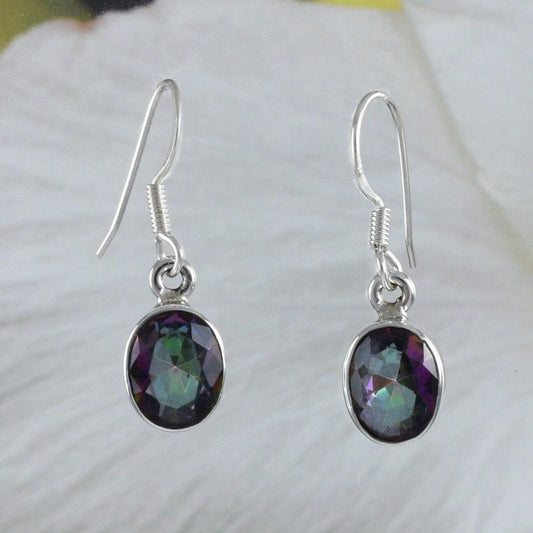 Gorgeous Hawaiian Genuine Rainbow Mystic Topaz Earring, Sterling Silver Mystic Topaz Dangle Earring, E8689 Birthday Mom Gift - Hawaii Treasures Shop