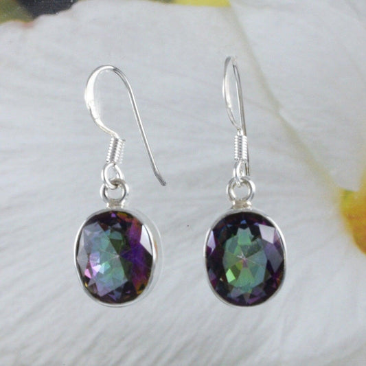 Gorgeous Hawaiian Genuine Rainbow Mystic Topaz Earring, Sterling Silver Mystic Topaz Dangle Earring, E8690 Birthday Mom Gift - Hawaii Treasures Shop