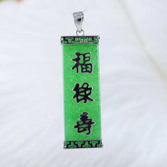 Unique Hawaiian Genuine Green Jade Prosperity Necklace, Sterling Silver Jade Longevity Pendant, N8972 Birthday Mom Mother Gift - Hawaii Treasures Shop