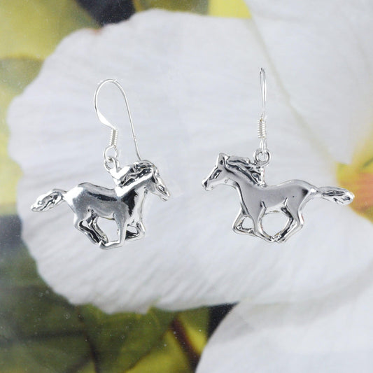 Unique Hawaiian Large Horse Earring, Sterling Silver Horse Dangle Earring, E9060 Birthday Wife Mom Mother Gift, Island Jewelry - Hawaii Treasures Shop