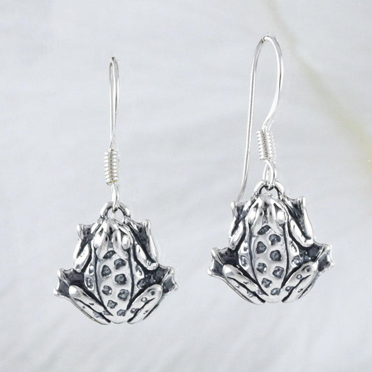 Unique Hawaiian Frog Earring, Sterling Silver Frog Dangle Earring, E9062 Birthday Mom Wife Mother Gift, Island Jewelry - Hawaii Treasures Shop