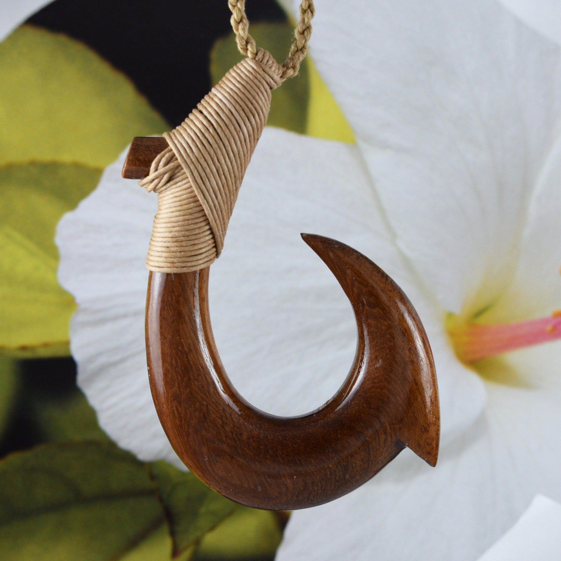 carved fish hook Unique Hawaiian XX-Large Koa Wood Fish Hook Necklace, Hand Carved Genu – Hawaii Treasures Shop