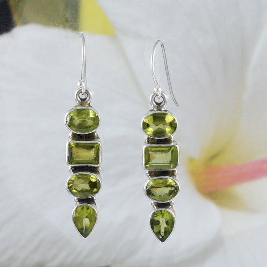 Beautiful Hawaiian Large Genuine Green Peridot Rain Drop Earring, Sterling Silver Green Peridot Dangle Earring, E9040 Birthday Mom Gift - Hawaii Treasures Shop