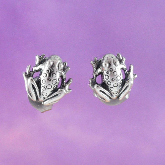Unique Hawaiian Frog Earring, Sterling Silver Frog Stud Earring, E8150 Birthday Mom Wife Girl Mother Gift, Island Jewelry - Hawaii Treasures Shop