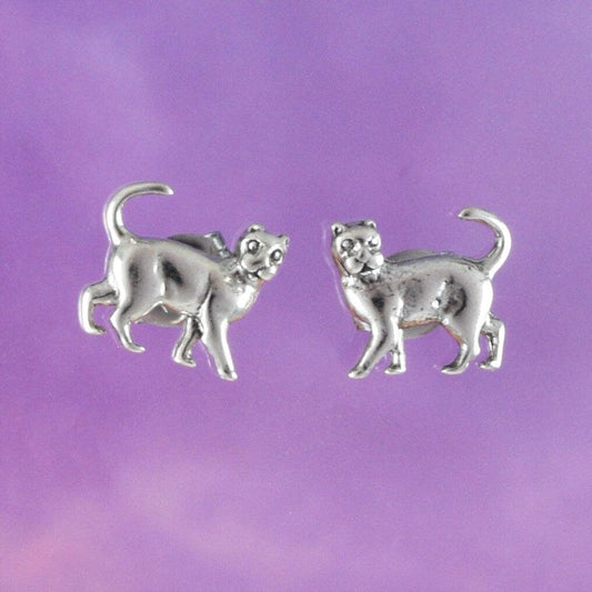 Unique Hawaiian Cat Earring, Sterling Silver Kitten Cat Stud Earring, E8667 Birthday Mom Wife Girl Mother Gift, Island Jewelry - Hawaii Treasures Shop