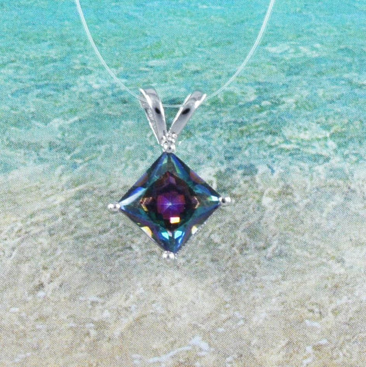 Beautiful Hawaiian Rainbow Mystic Topaz Necklace, Sterling Silver Rainbow Topaz Pendant, N8955 Birthday Anniversary Mom Gift - Hawaii Treasures Shop