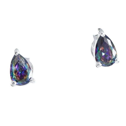 Beautiful Hawaiian Rainbow Mystic Topaz Rain Drop Earring, Sterling Silver Mystic Topaz Stud Earring, E8958 Birthday Mother Mom Gift - Hawaii Treasures Shop