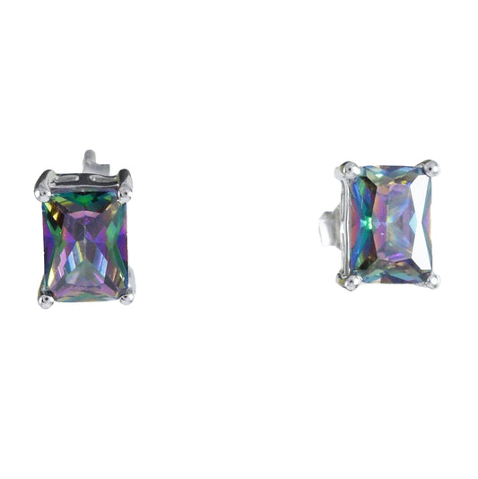 Beautiful Hawaiian Rainbow Mystic Topaz Earring, Sterling Silver Mystic Topaz Stud Earring, E8960 Birthday Mother Mom Gift - Hawaii Treasures Shop