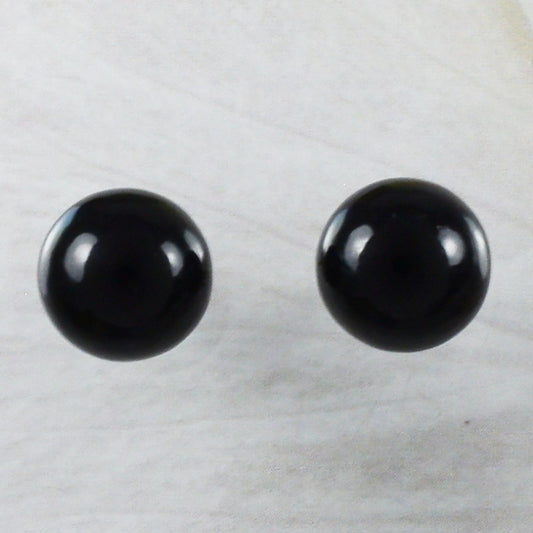 Beautiful Hawaiian Genuine Black Coral Earring, Sterling Silver Black Coral Round Ball Stud Earring, E9235 Birthday Mother Mom Gift - Hawaii Treasures Shop