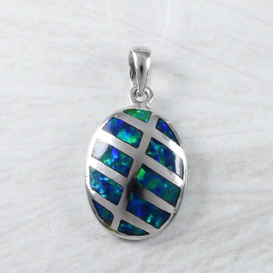 Unique Beautiful Hawaiian Blue Opal Necklace, Sterling Silver Blue Opal Oval Pendant, N9264 Birthday Mom Wife Mother Gift, Island Jewelry - Hawaii Treasures Shop