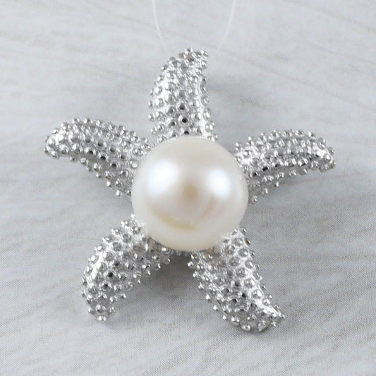 Unique Stunning Hawaiian Genuine White Pearl Starfish Necklace, Sterling Silver Starfish Pendant, N9323 Birthday Mom Gift, Statement PC - Hawaii Treasures Shop