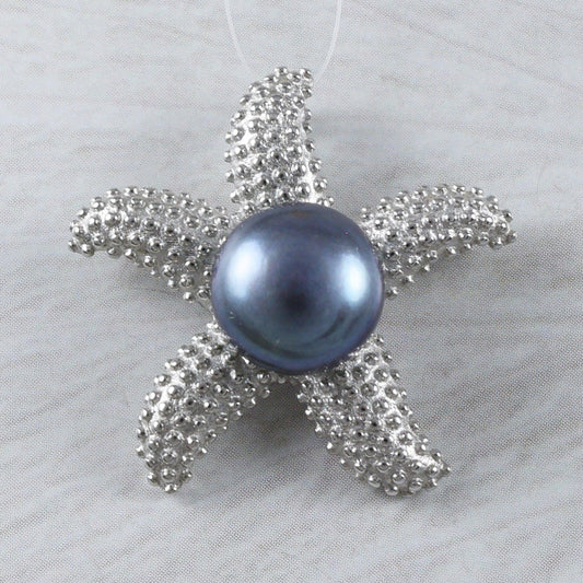 Unique Stunning Hawaiian Genuine Black Pearl Starfish Necklace, Sterling Silver Starfish Pendant, N9324 Birthday Mom Gift, Statement PC - Hawaii Treasures Shop