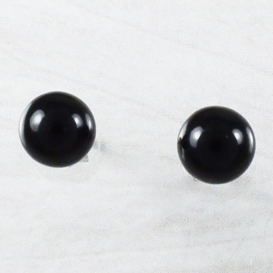 Beautiful Hawaiian Genuine Black Coral Earring, Sterling Silver Black Coral Round Ball Stud Earring, E9233A Birthday Mother Mom Gift - Hawaii Treasures Shop